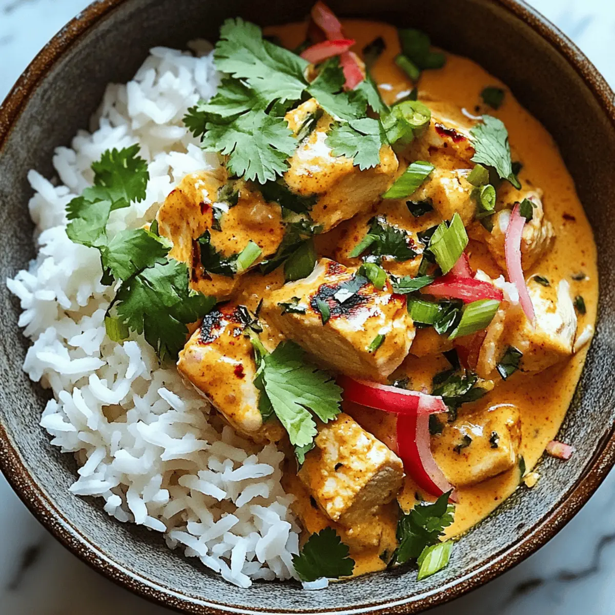 Unwiderstehliche Kokosnuss-Hühnchen-Reisschale genießen