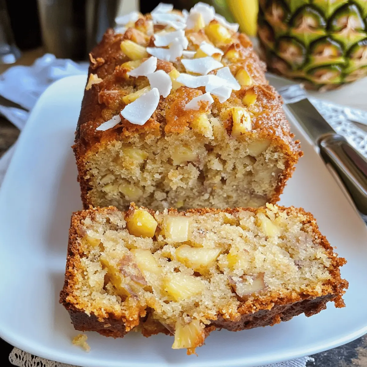Hawaiianische Bananenbrot mit Kokos und Ananas