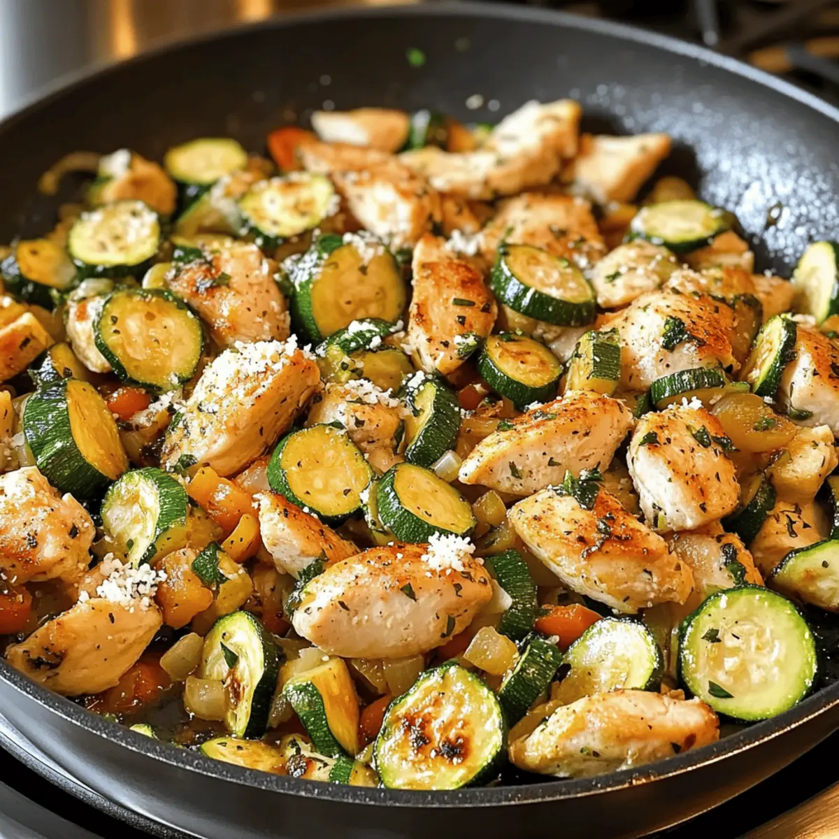 Hähnchen und Zucchini Pfanne für gesunde Abende
