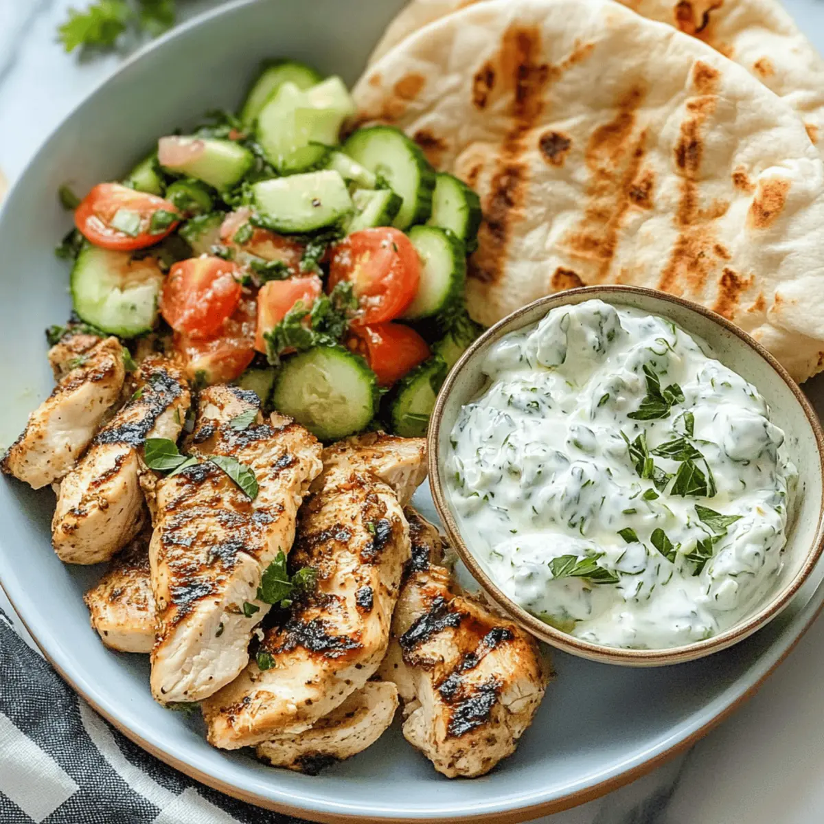 Griechisches Hähnchen-Gyros mit Tzatziki genießen