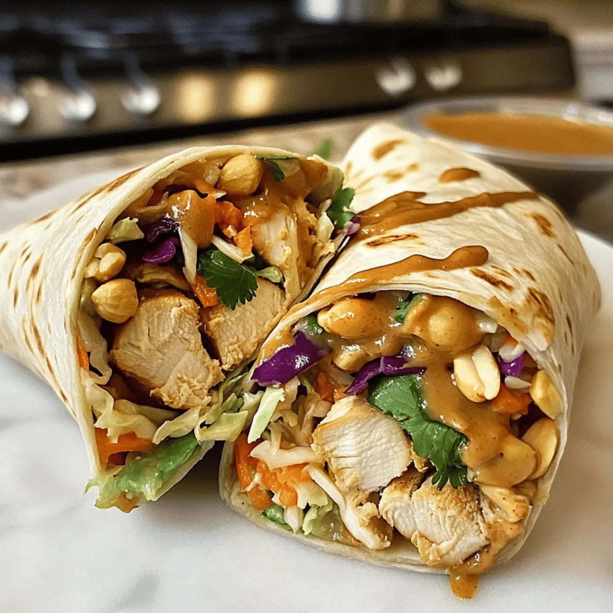 Thailändische Erdnuss-Hühnchen-Wraps ganz einfach