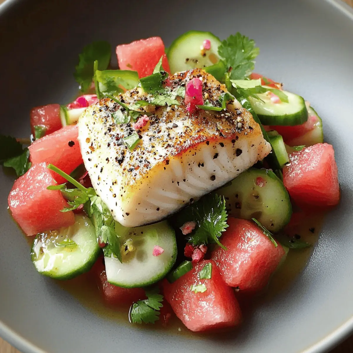 Zander Melonen Gurken Salat für heiße Sommertage