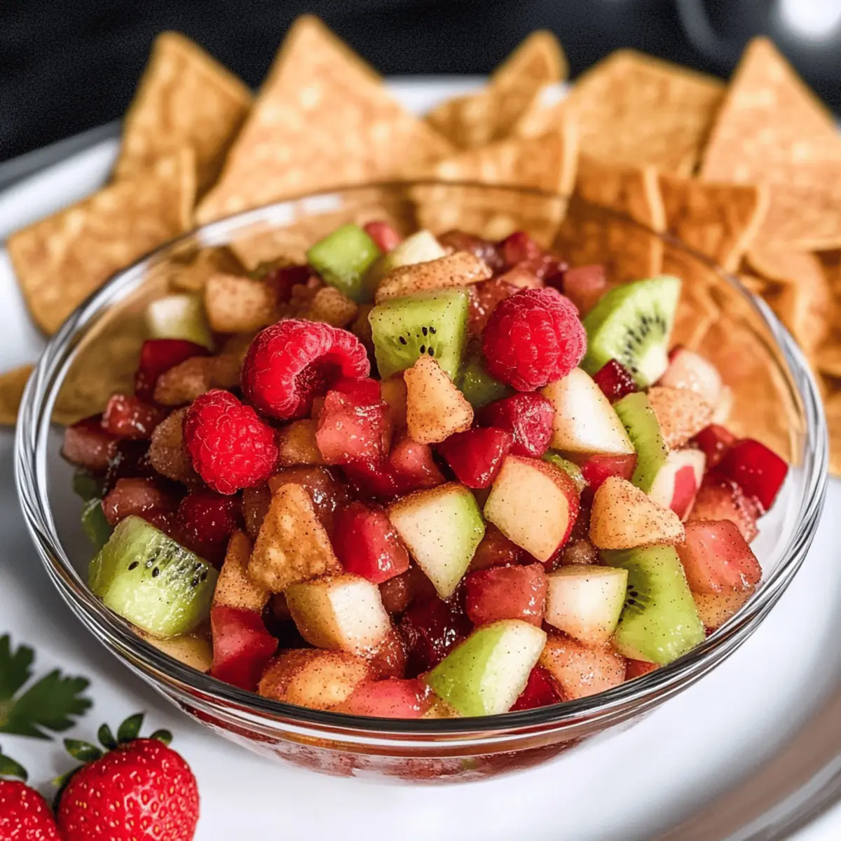 Obst Salsa mit Zimt Zucker Tortilla Chips Rezept