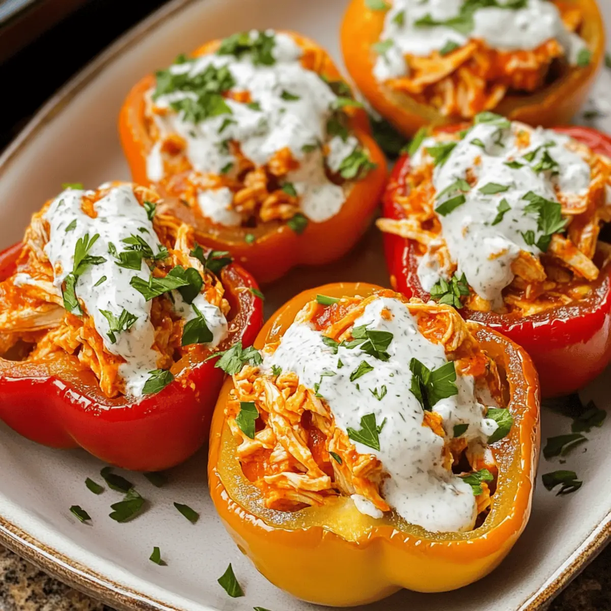 Buffalo-Hühnchen gefüllte Paprika leicht gemacht