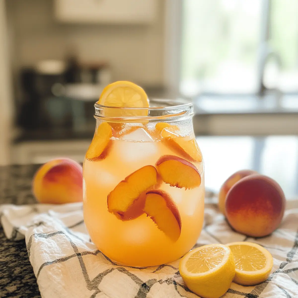 Hausgemachte Pfirsichlimonade für heiße Sommertage