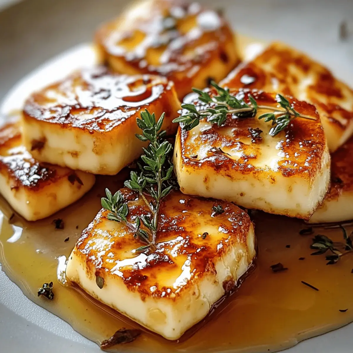 Goldener Halloumi mit Honig und Thymian – Einfach Lecker