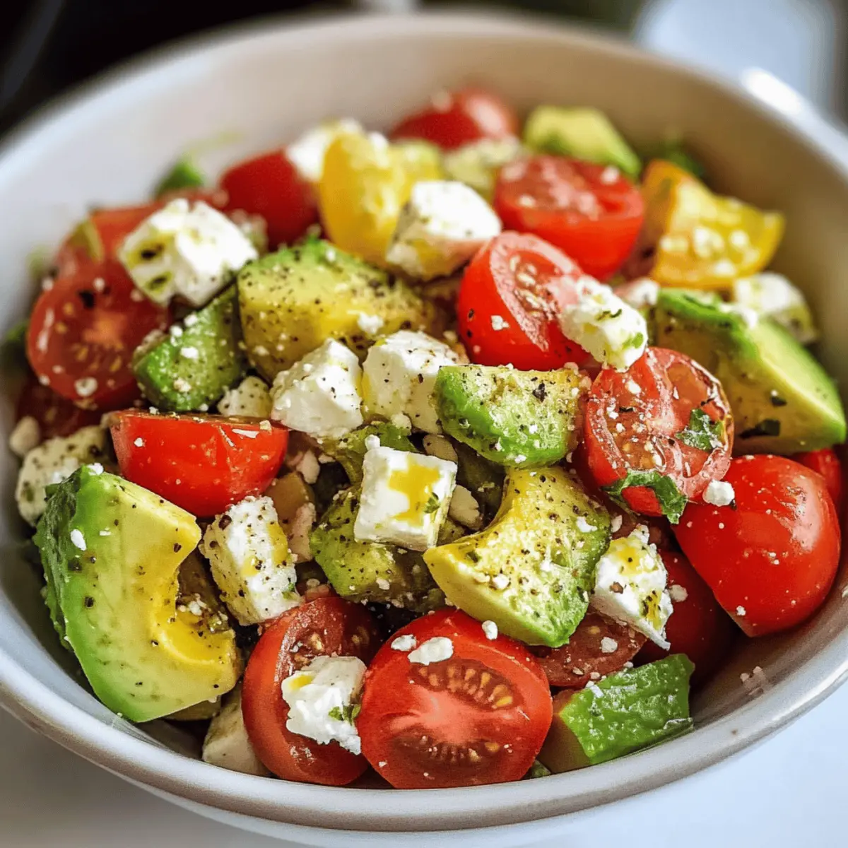 Avocado-Salat mit Feta und Tomaten für den Sommer
