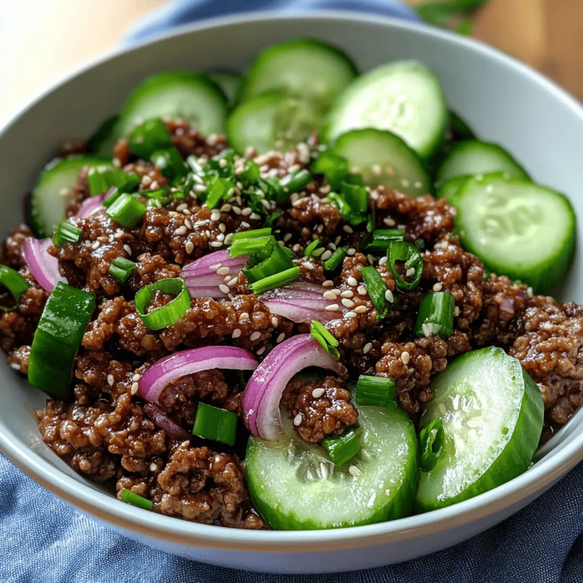 Scharfes Keto Koreanisches Rinderhackfleisch mit Gurkensalat
