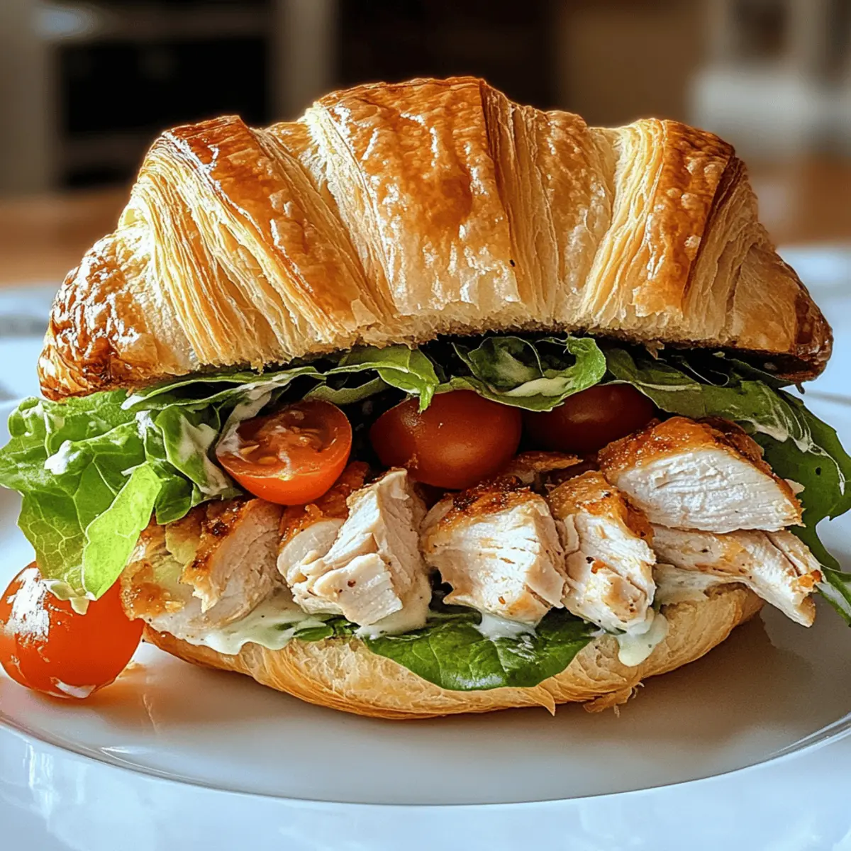 Hühnchen Caesar Croissant Sandwich für schnelle Küche