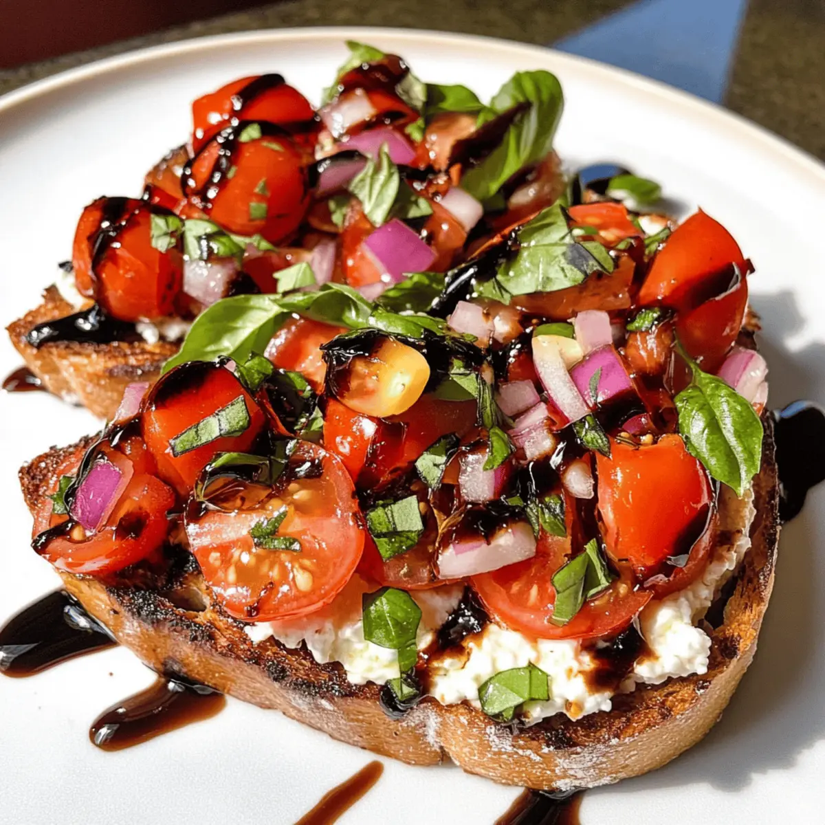 Bruschetta-ähnlicher Hüttenkäsetoast für jeden Tag