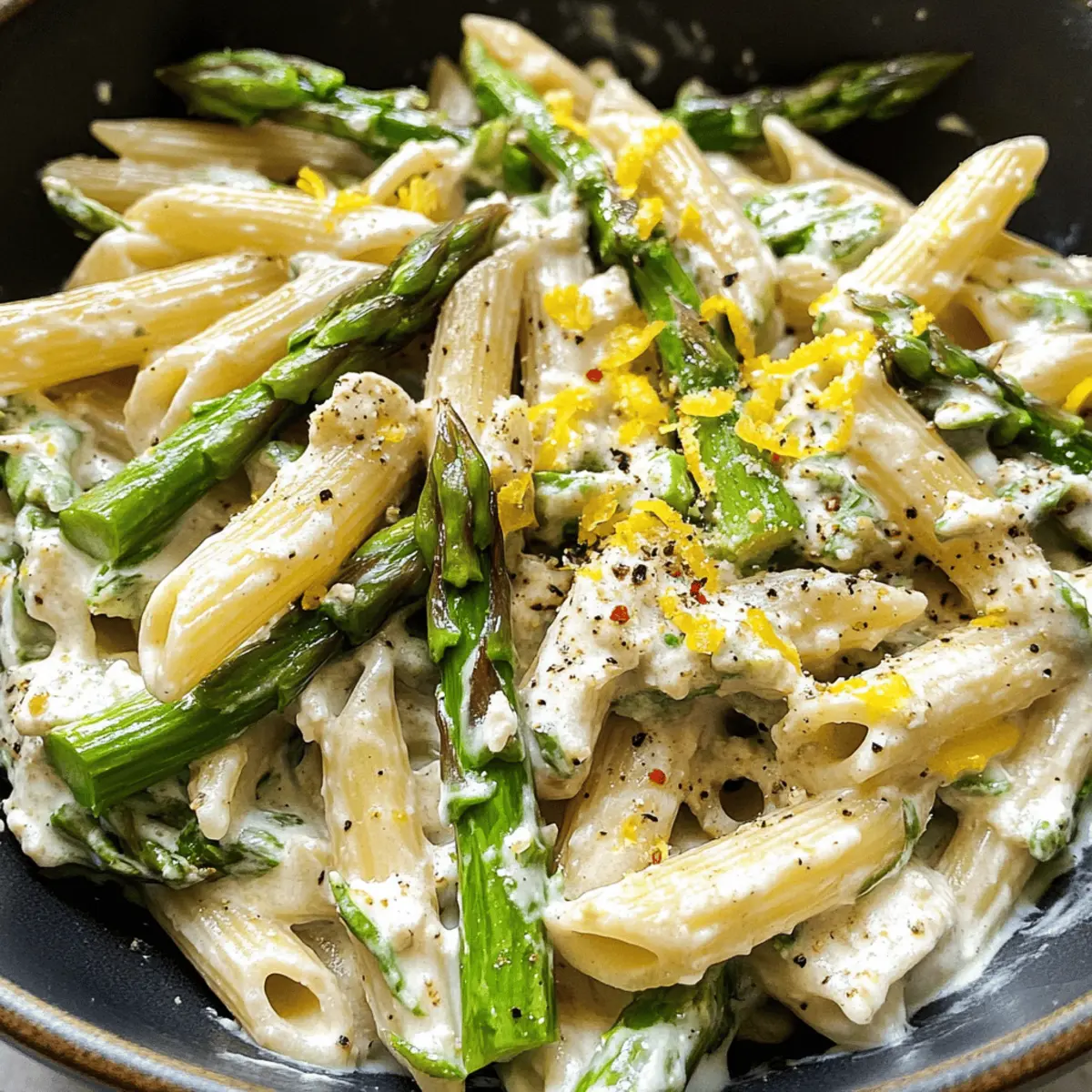 Zitronen Spargel Pasta mit Feta für schnelles Genießen