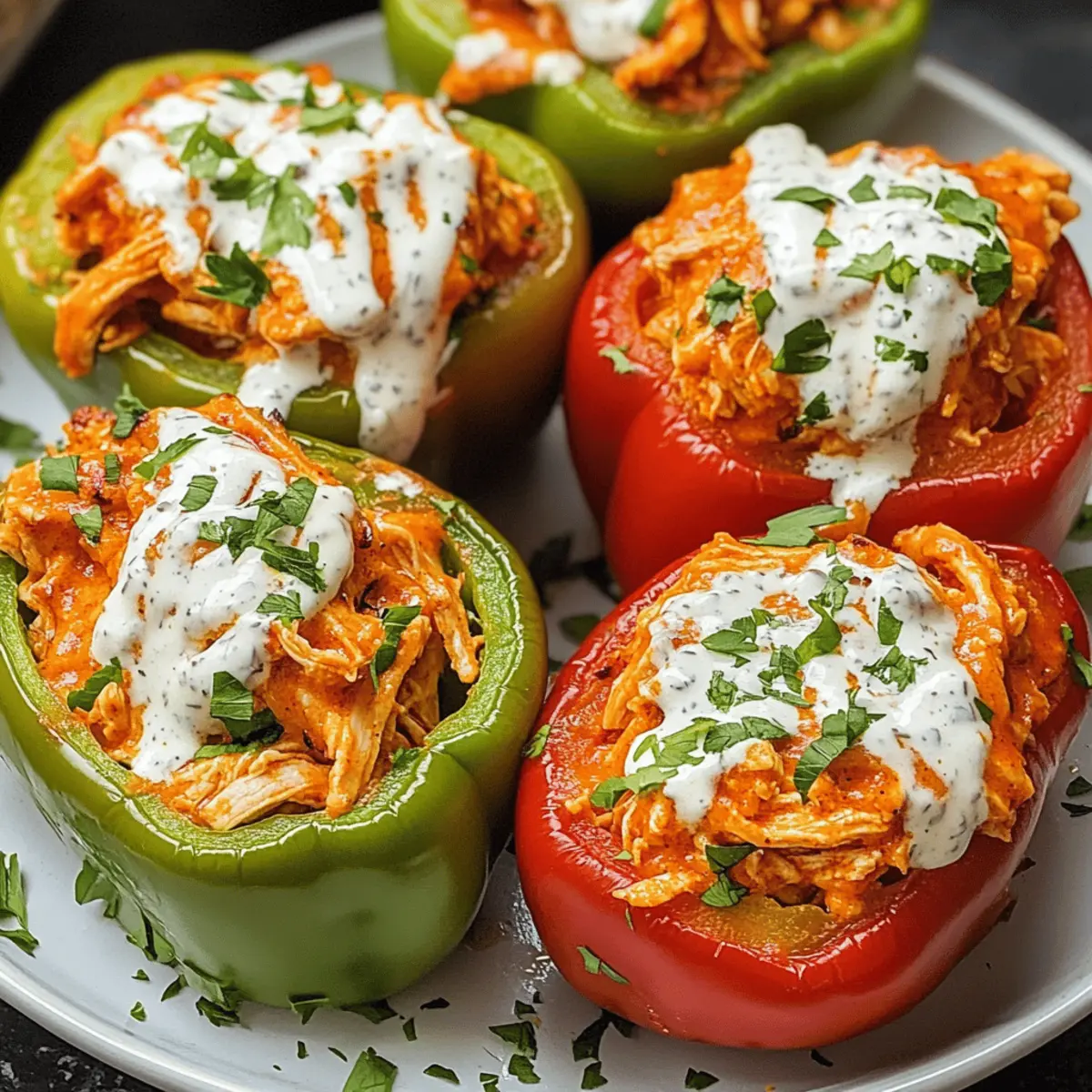 Buffalo-Hühnchen gefüllte Paprika für Genießer