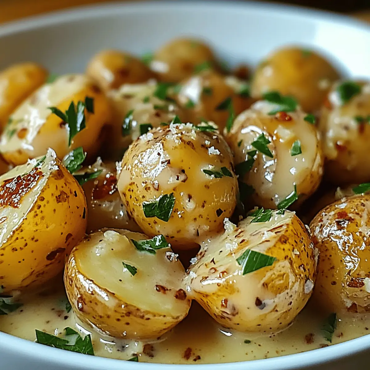 Cremige Knoblauchbaby-Kartoffeln einfach gemacht