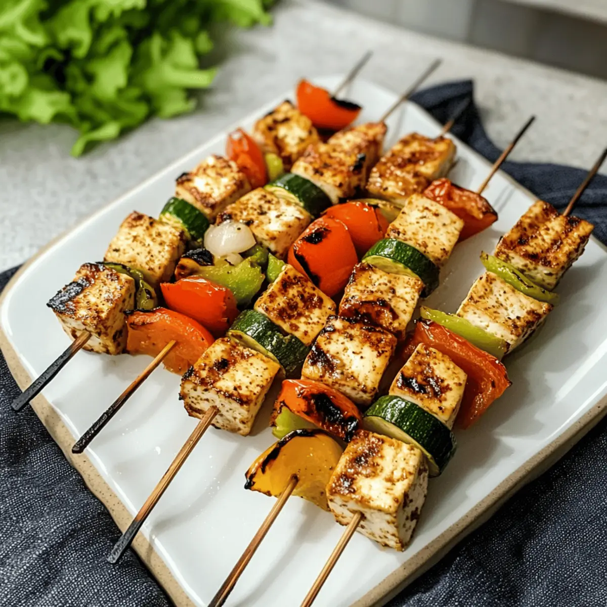 Vegane Tofu-Grillspieße mit Joghurt-Knoblauch-Marinade