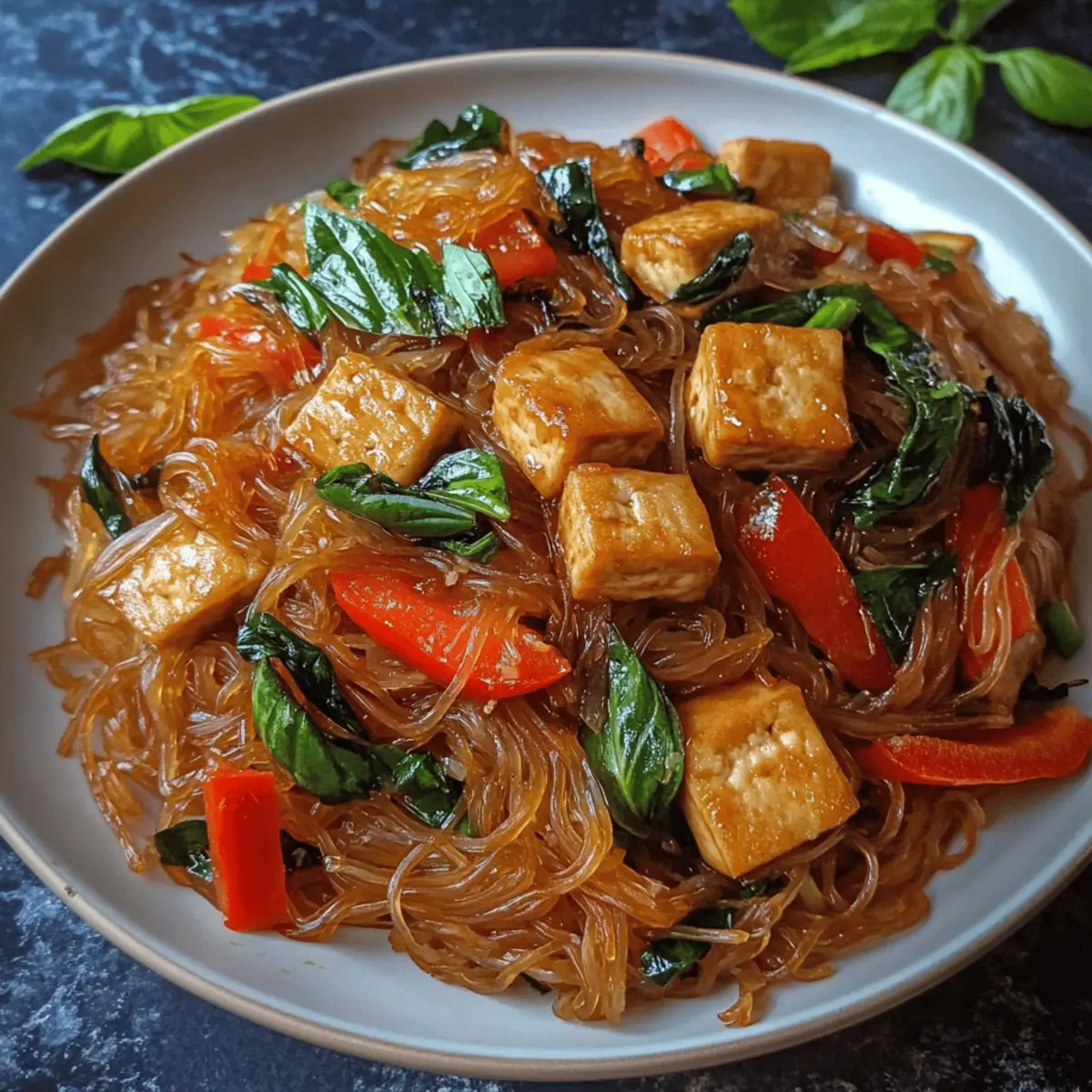 Basilikum und Tofu Vermicelli: Asiatische Fusion genießen
