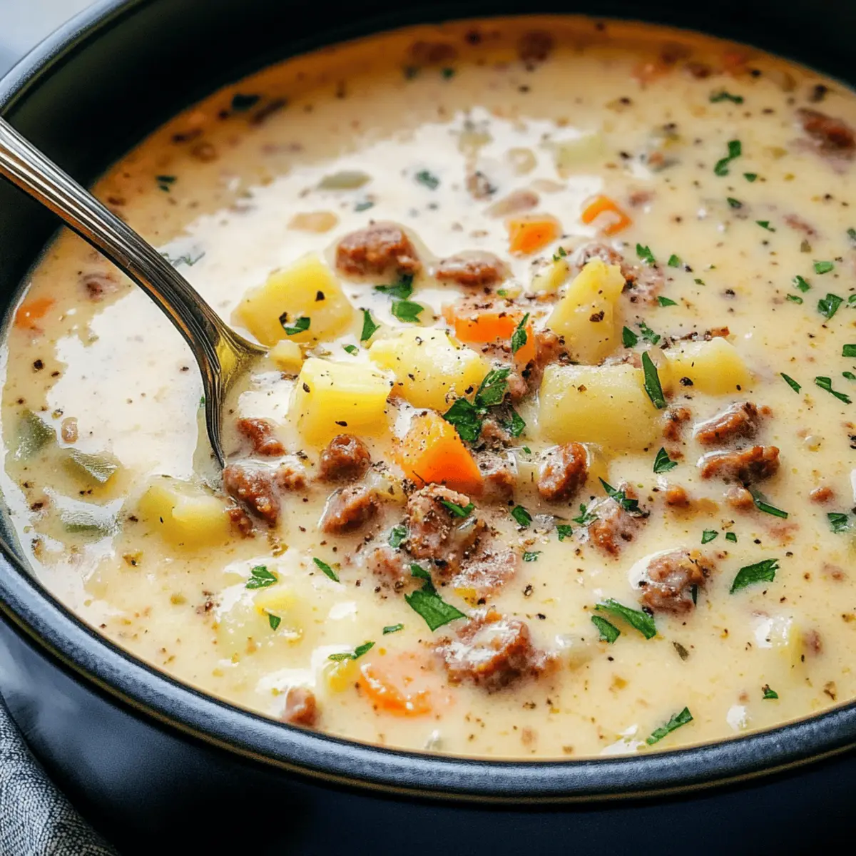Wurst Kartoffel Suppe für kalte Tage