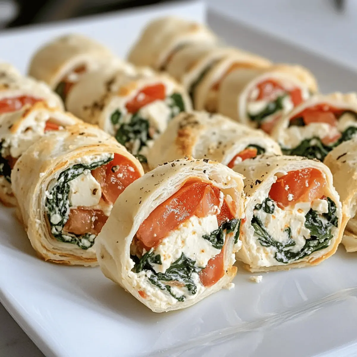 Feta-Röllchen mit Tomaten und Spinat ganz einfach