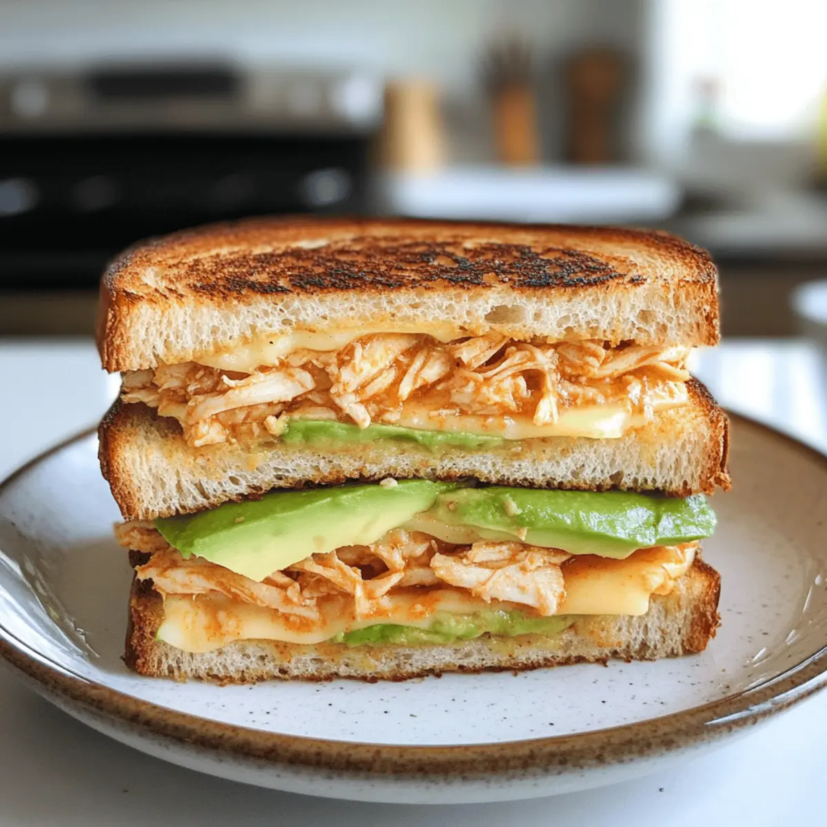 Hühnchen-Avocado-Überbackenes Sandwich für Feinschmecker