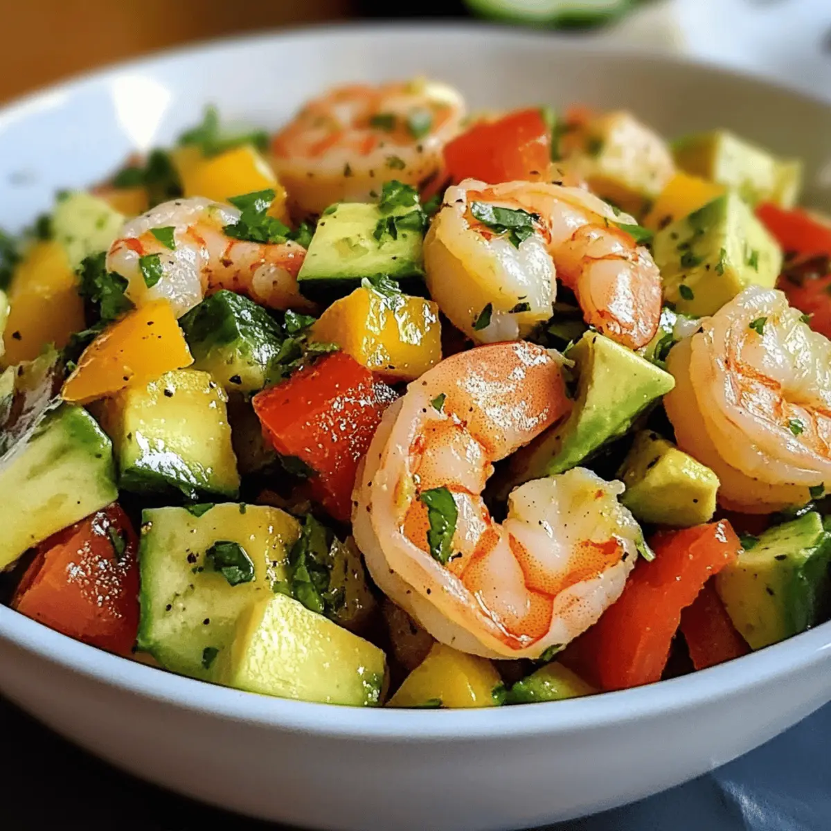 Kalter Garnelen und Avocado Salat für heiße Tage