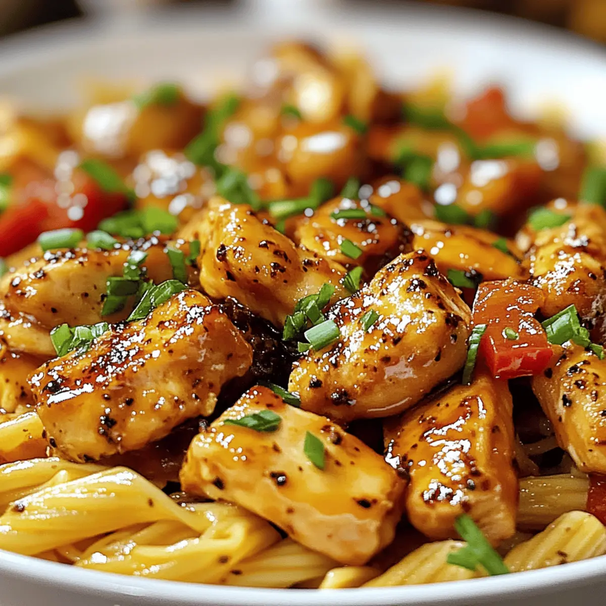 Einfache Honig-Pfeffer-Hühnchen-Pasta für jeden Tag