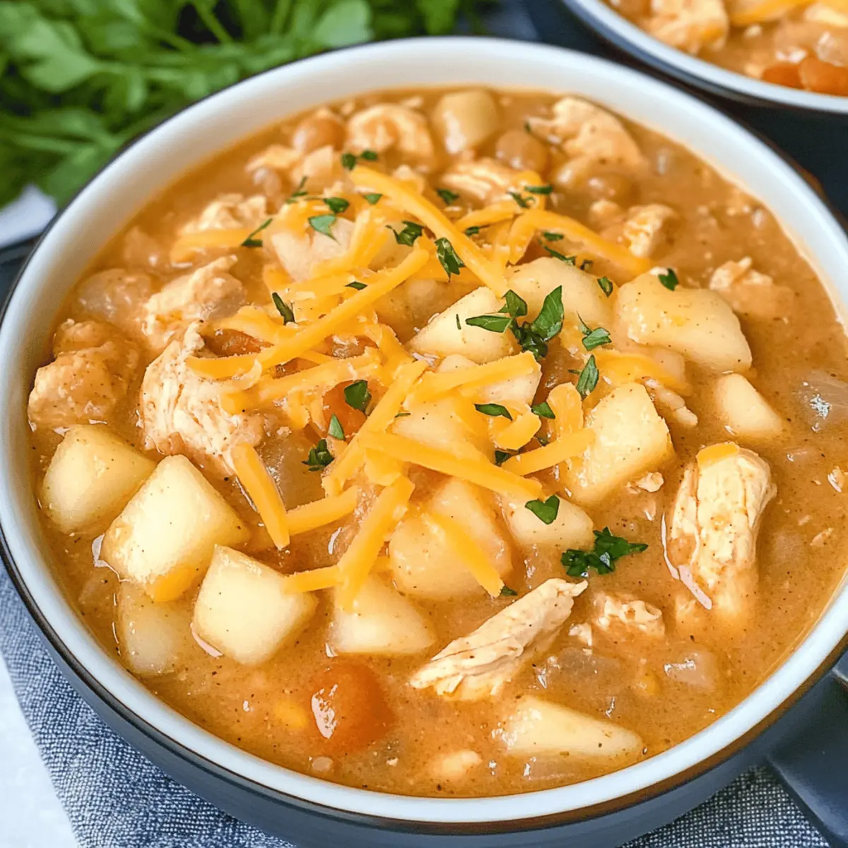 Weißer Cheddar Apfel Hähnchen Chili für den Herbst