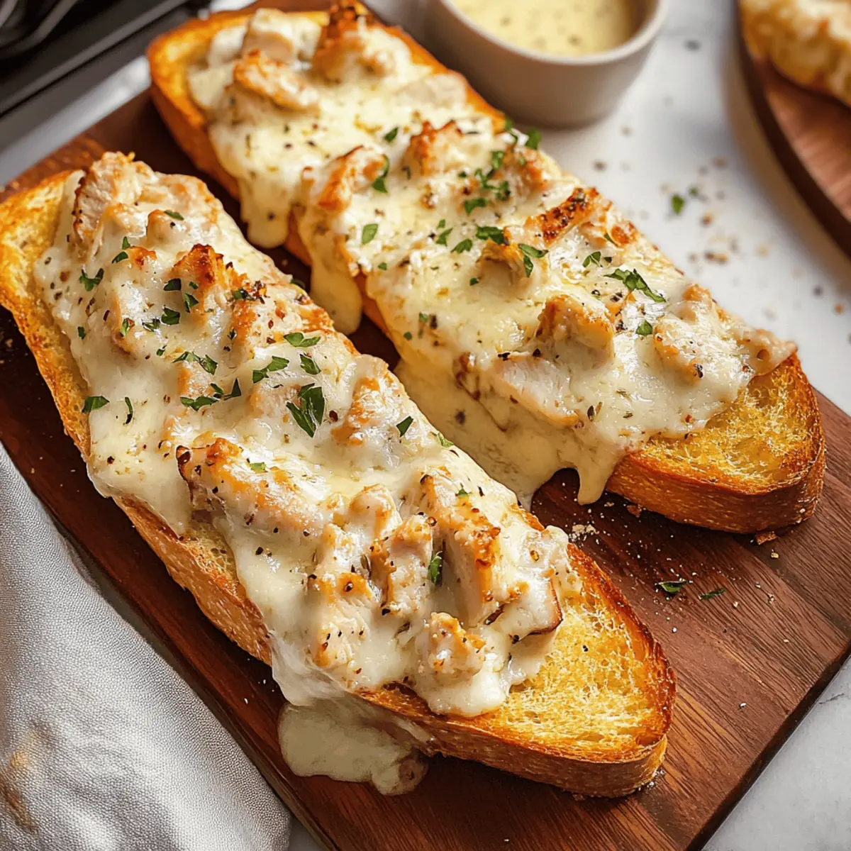 Hühnchen Alfredo Knoblauchbrot für Genießer