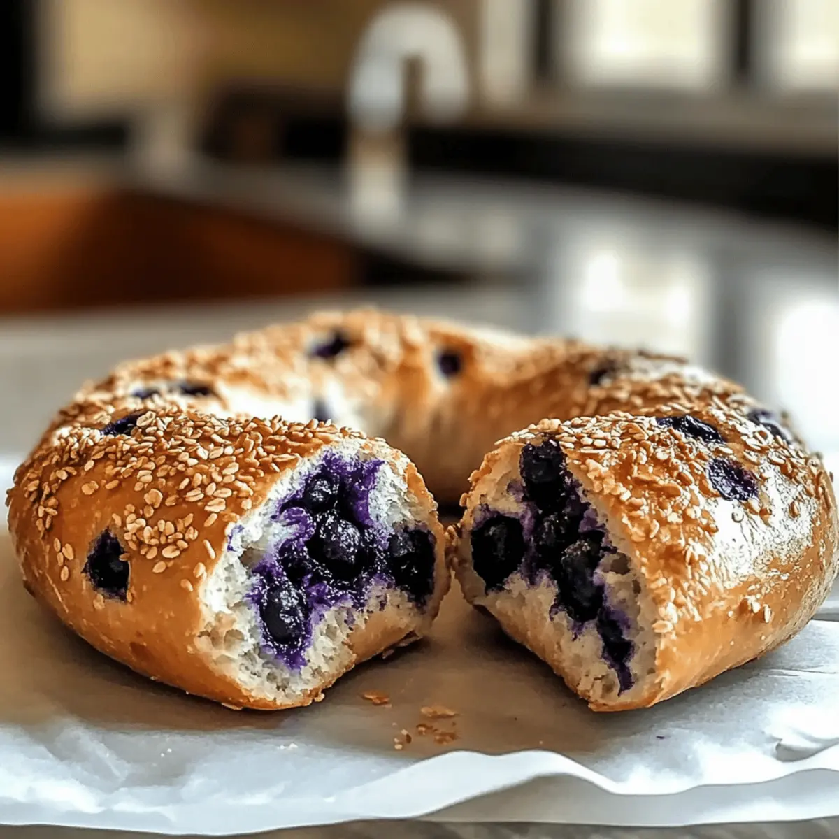 Blaubeer-Bagel mit hohem Proteingehalt für Frühstück