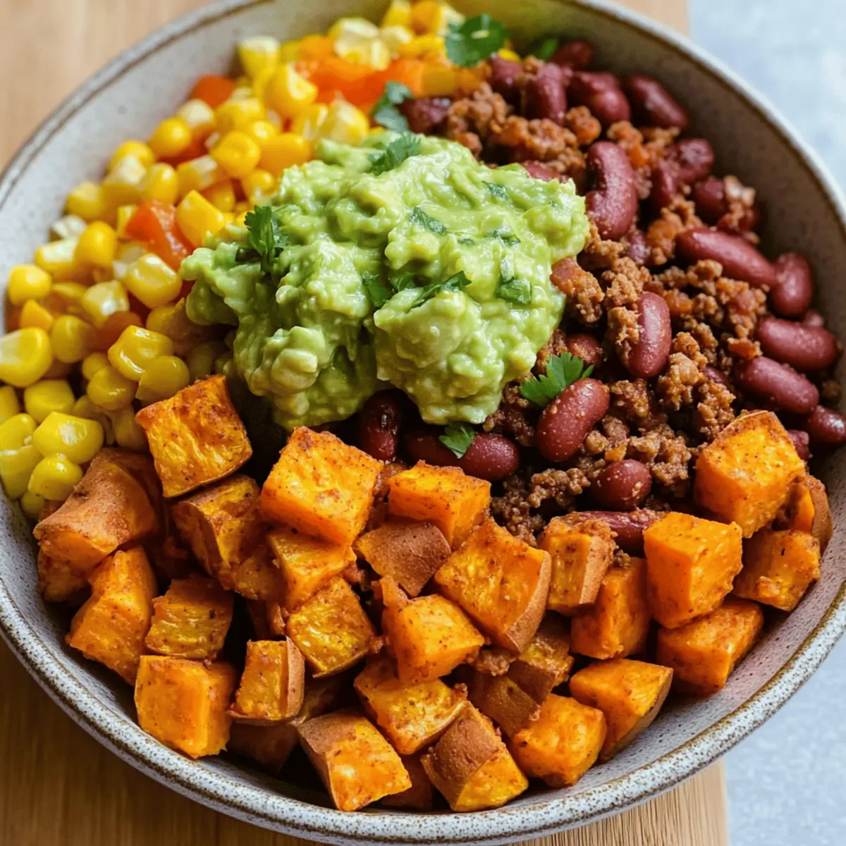 Süßkartoffel Burrito Schüssel für gesunde Genießer