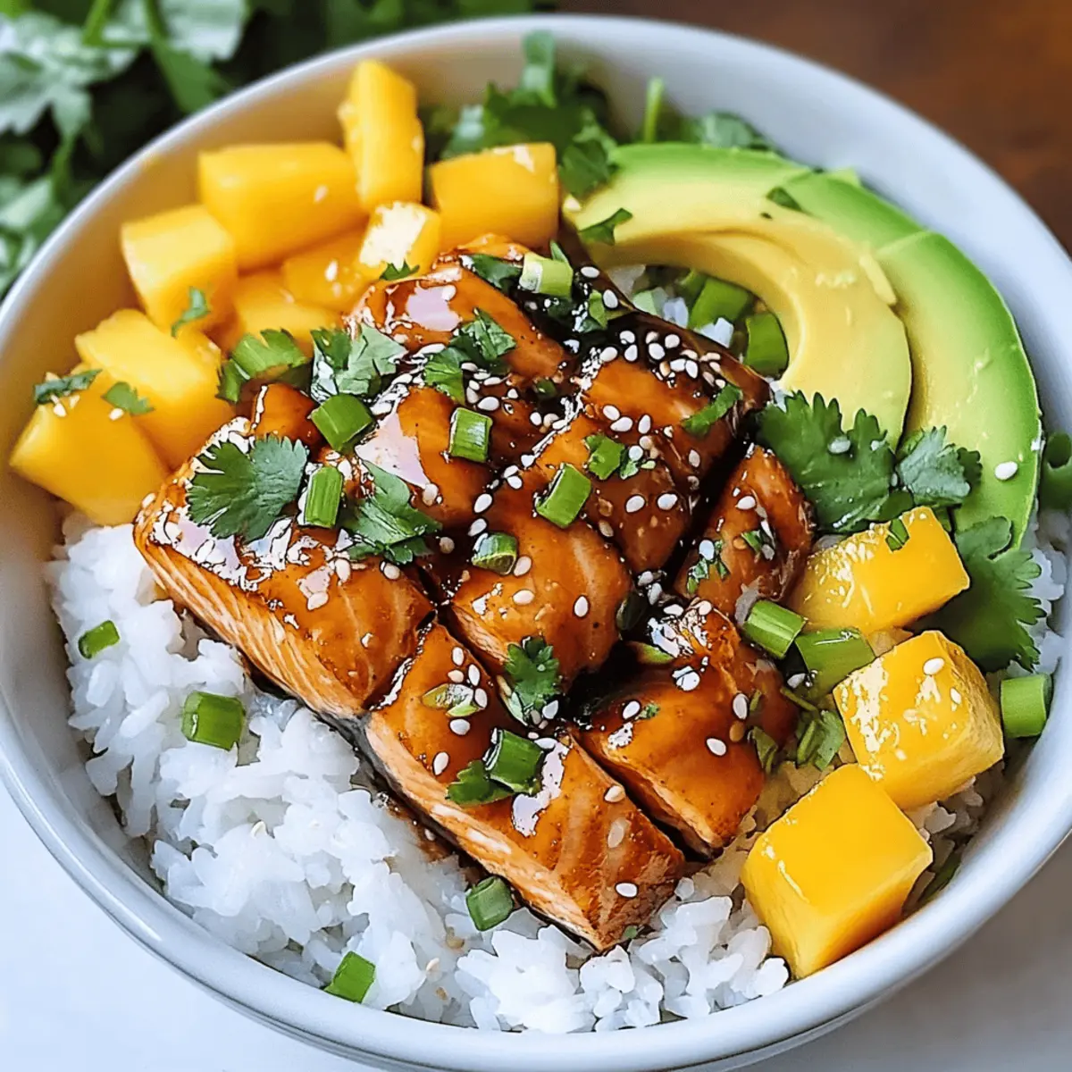 Teriyaki Lachs Reisschüssel mit Mango: Gesund und Lecker