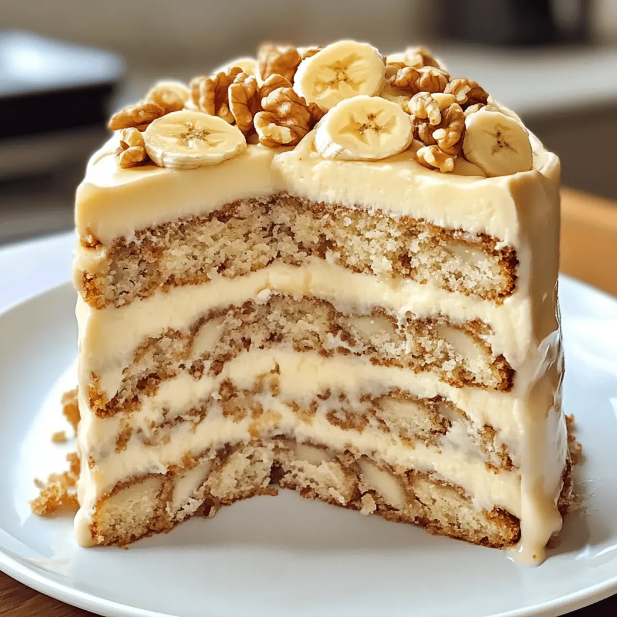 Bananen-Walnuss-Creme-Kuchen mit Weißer Schokolade