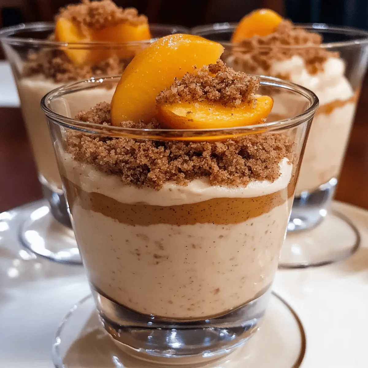 Pfirsichmousse mit Zimt-Crunch für heiße Sommertage