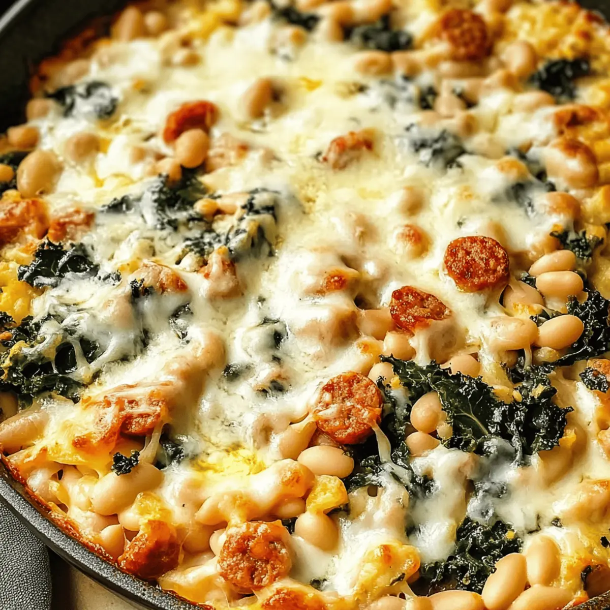 Ein-Pfannen-Weißwein-Hühnchen-Wurst-Weißbohnen-Auflauf