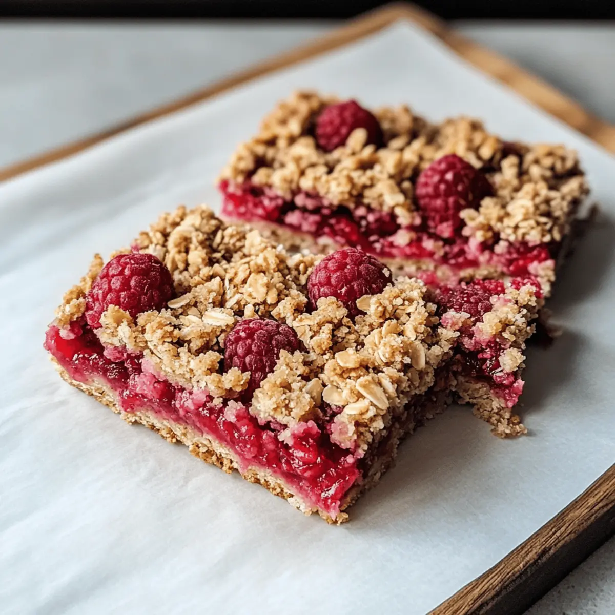 Haferriegel mit Himbeeren und Streusel für Veganer