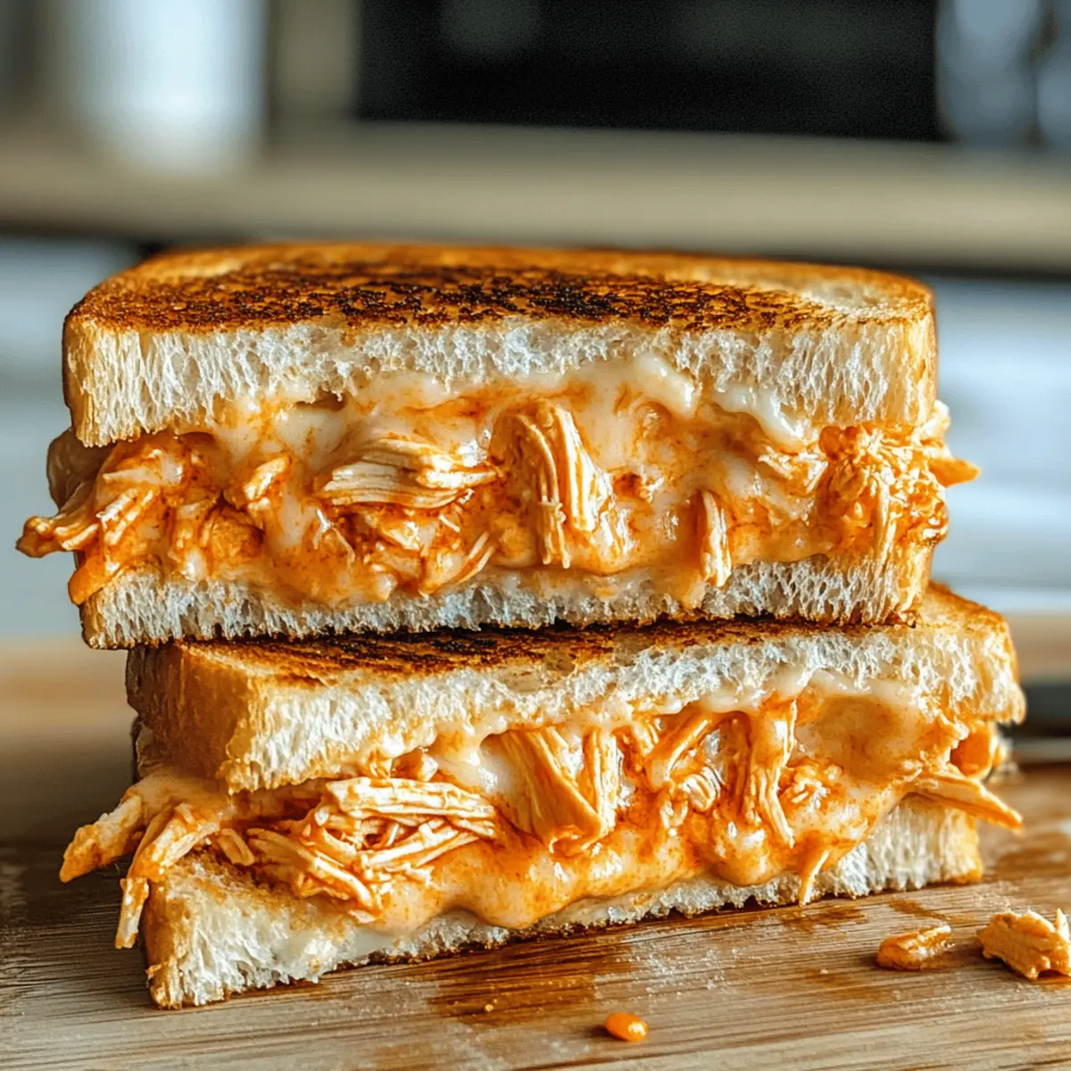 Buffalo-Hühnchen-Gegrilltes Käse-Sandwich schnell und einfach