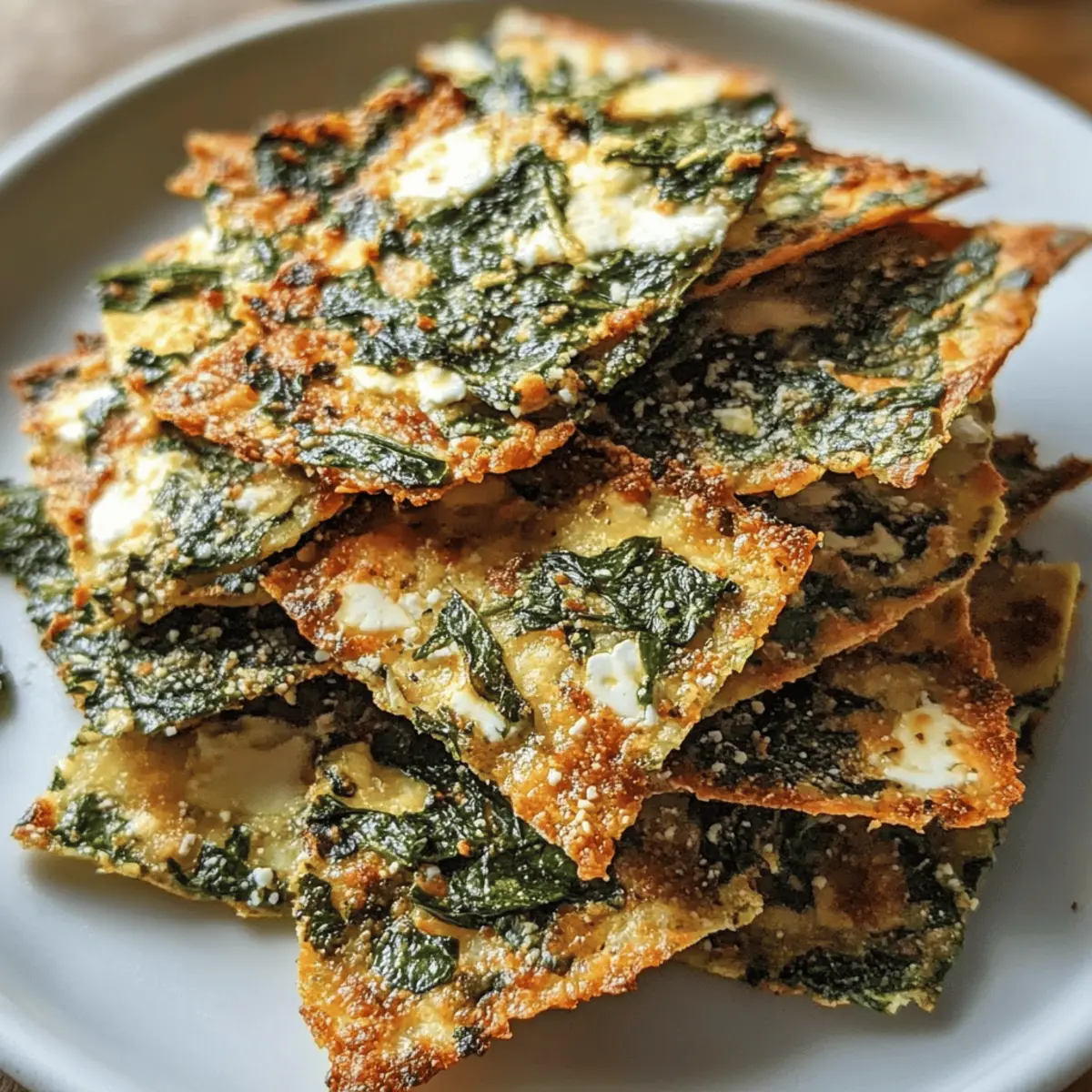 Mediterrane Spinat- und Feta-Käse-Crisps für Snacks