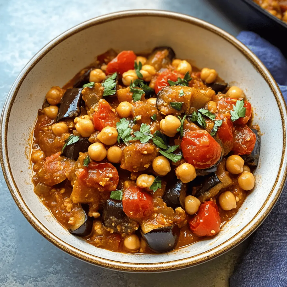Auberginen-Eintopf mit Kichererbsen und Harissa