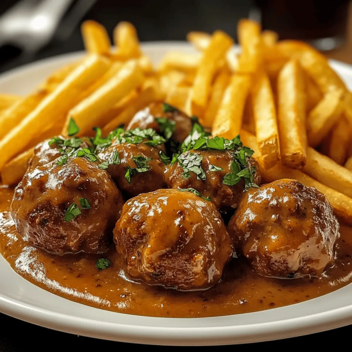 Curry Fleischbällchen mit Pommes: Einfach und lecker