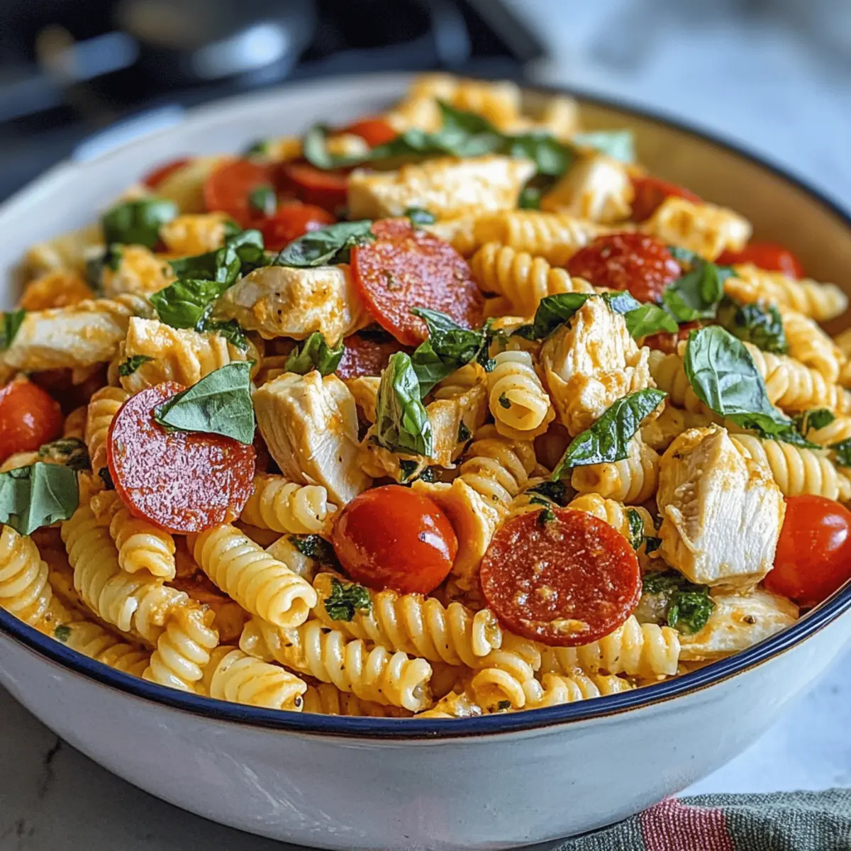 Hühnchen-Peperoni-Pasta-Salat für jede Gelegenheit