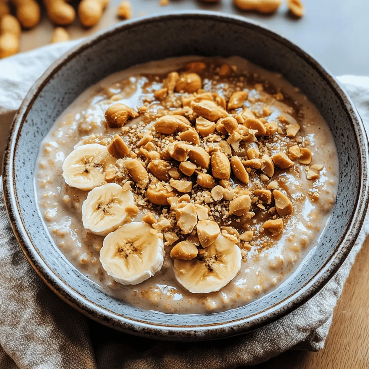 Bananenbrot-Porridge mit Erdnussbutter-Crunch
