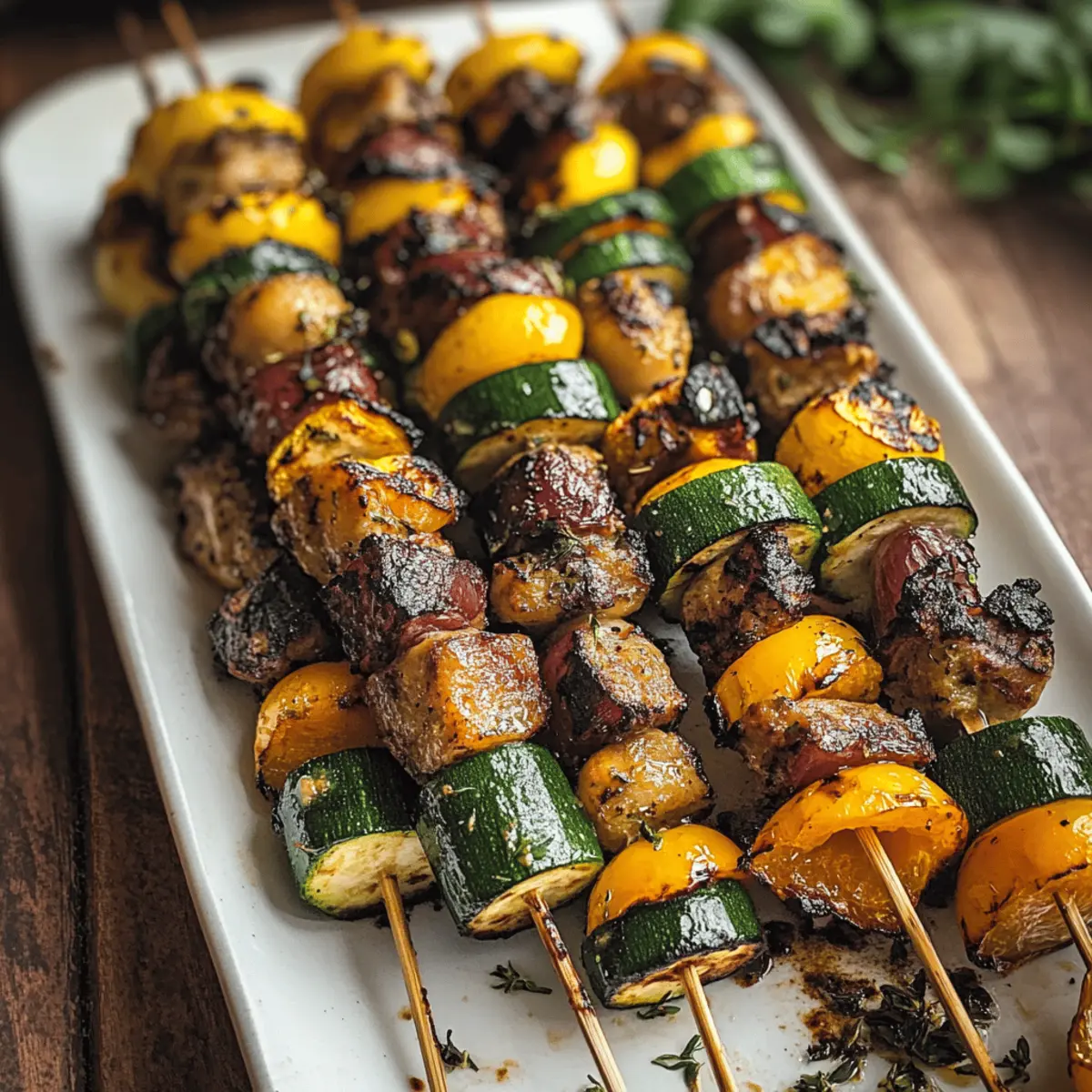Vegane Grillkebabs mit Kichererbsen und Zucchini