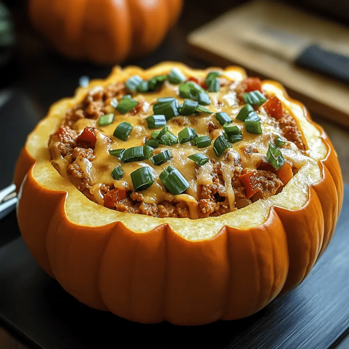 Kürbis Taco Dip im Mini Kürbis serviert