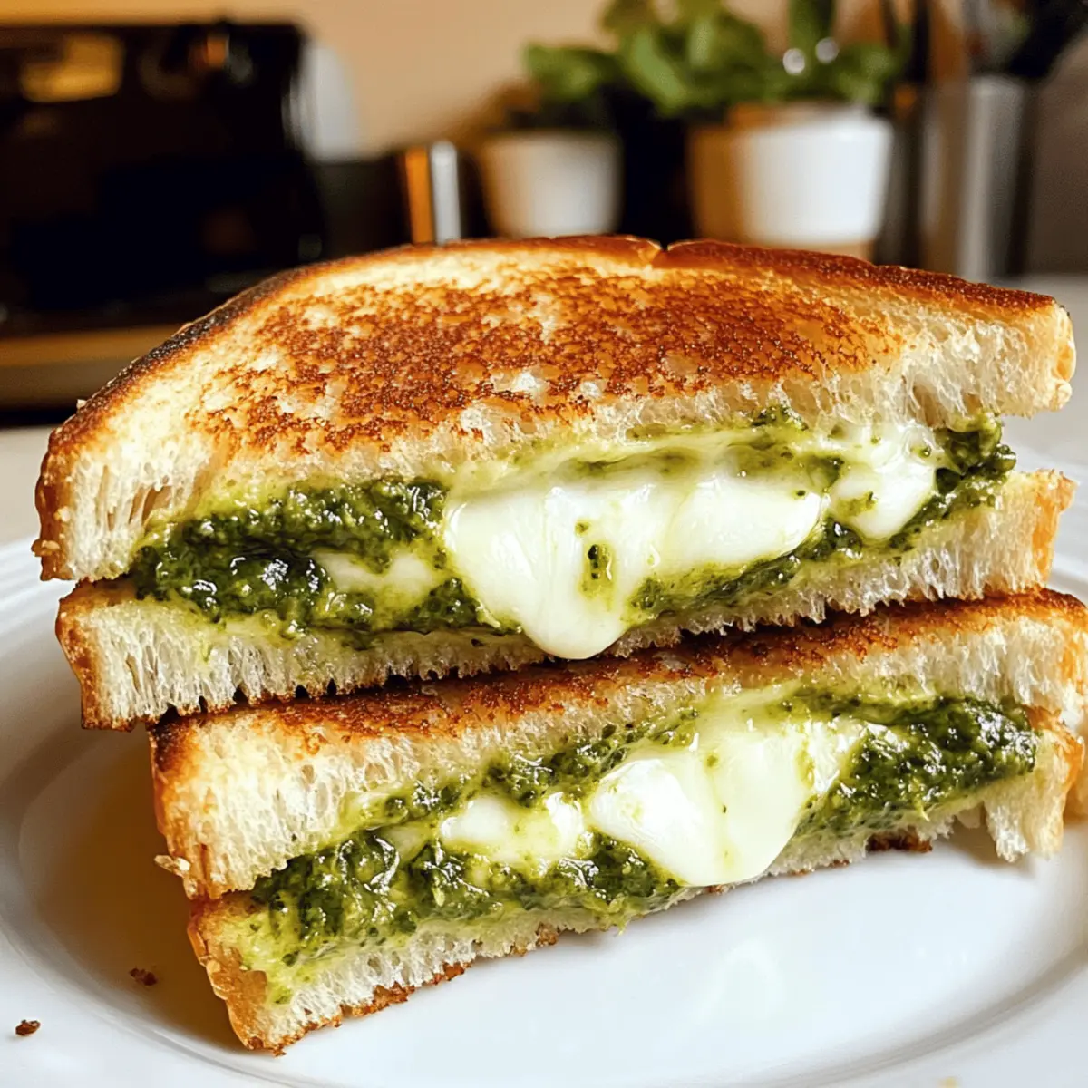 Pesto Mozzarella Gegrilltes Käsebrot schnell zubereiten