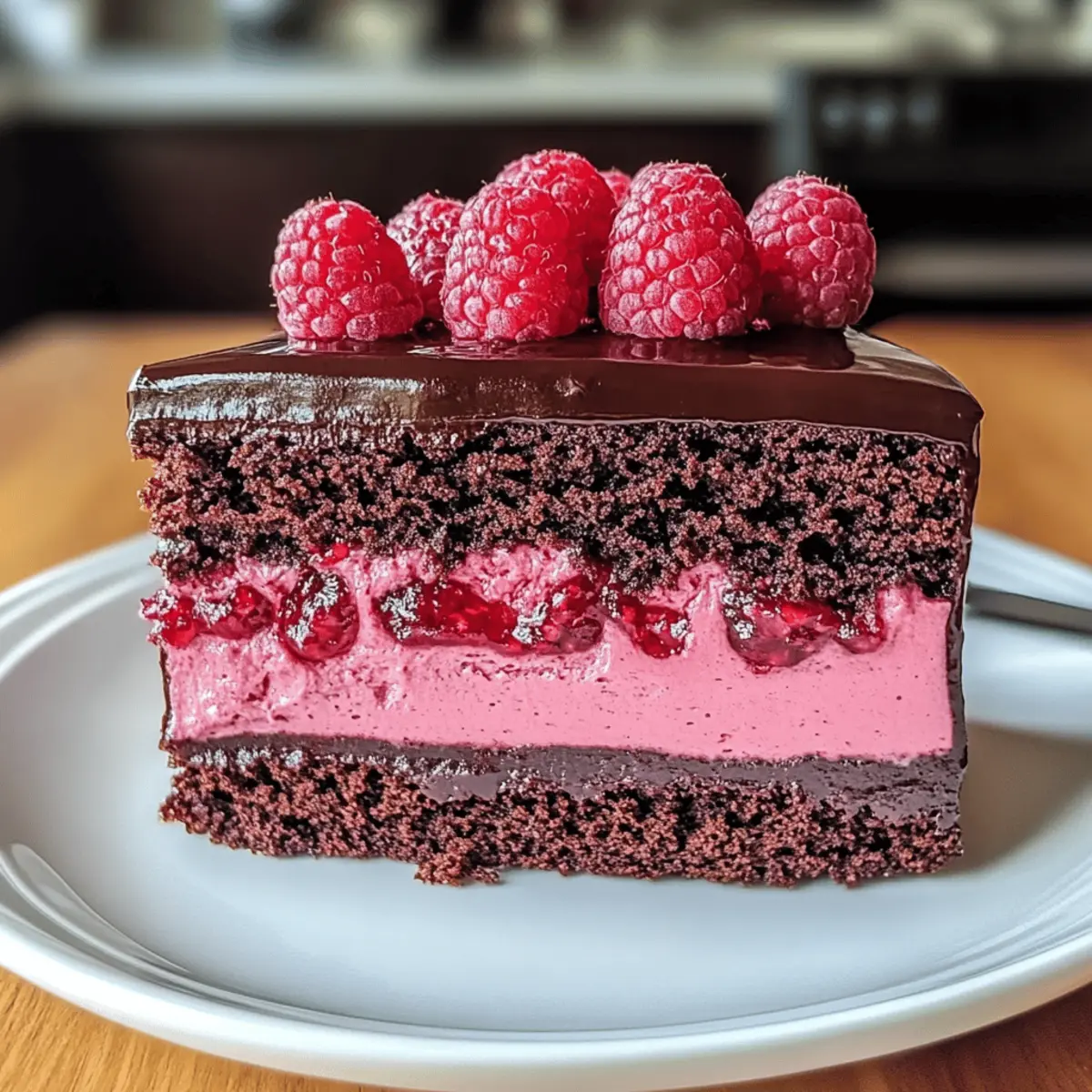 Dunkle Schokoladen-Himbeer-Mousse-Torte für Genießer