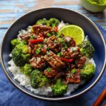 Teriyaki-Rindfleisch und Brokkoli