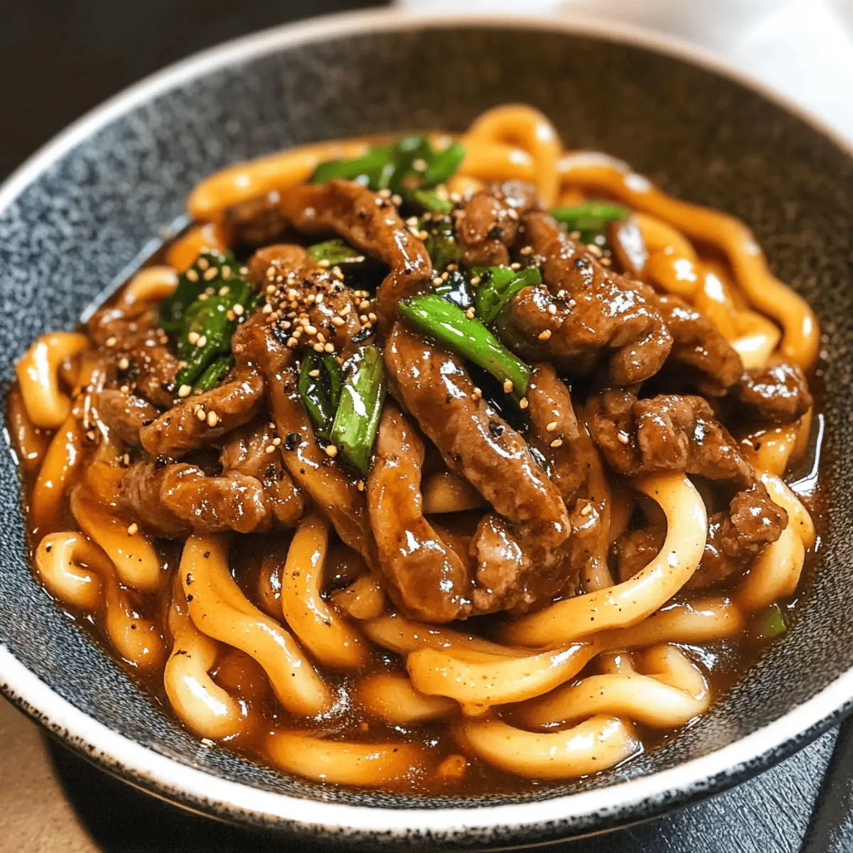 Schwarzer Pfeffer Rindfleisch Udon Nudeln in 15 Minuten