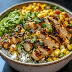 Straßenmais Hühnchen Reis Schüssel