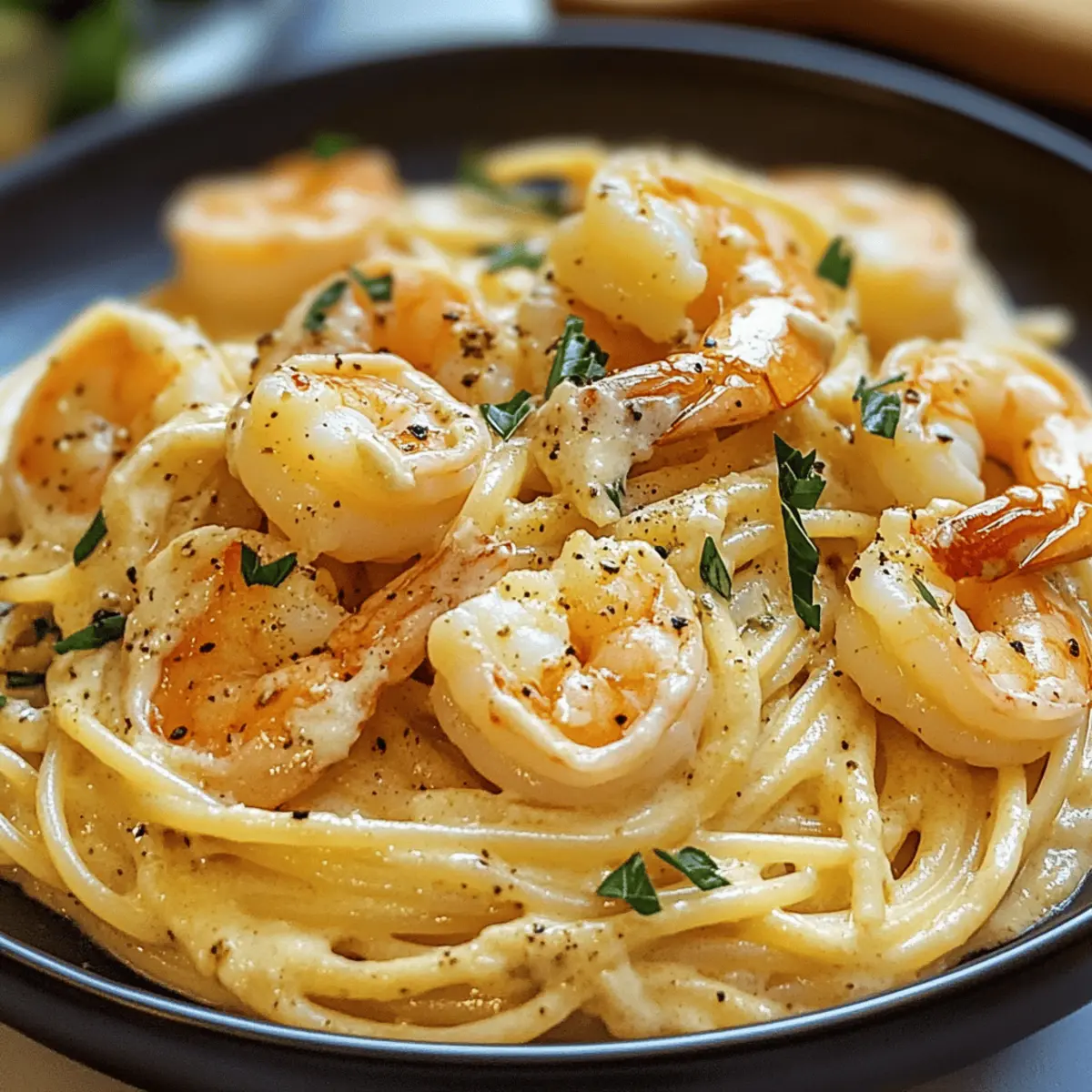 Spaghetti mit Garnelen in Frischkäsesauce genießen