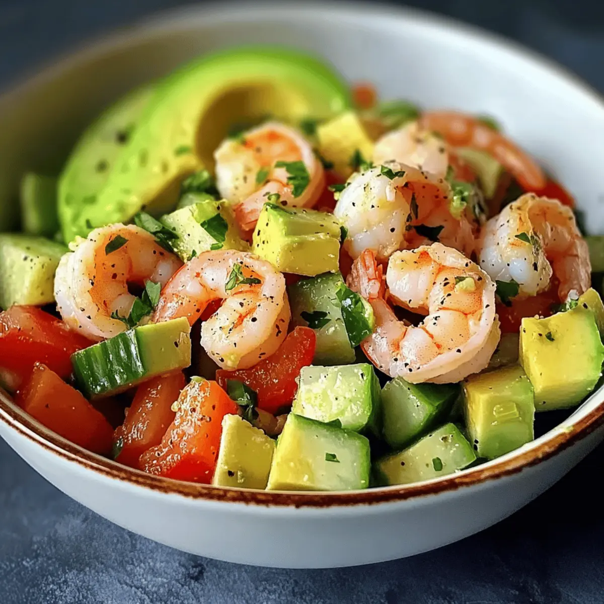 Kalter Garnelen und Avocado Salat für heiße Tage