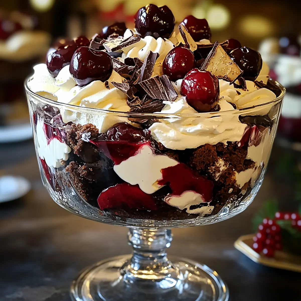 Leckeres Schwarzwälder Trifle für Weihnachten
