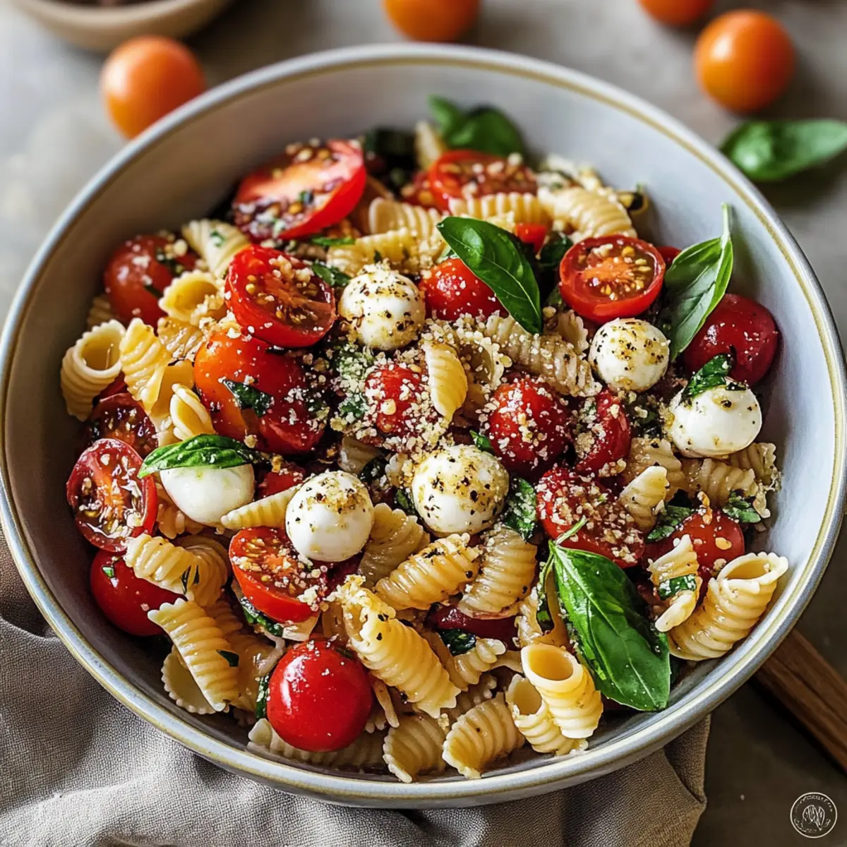 Bruschetta-Pasta-Salat für heiße Sommertage